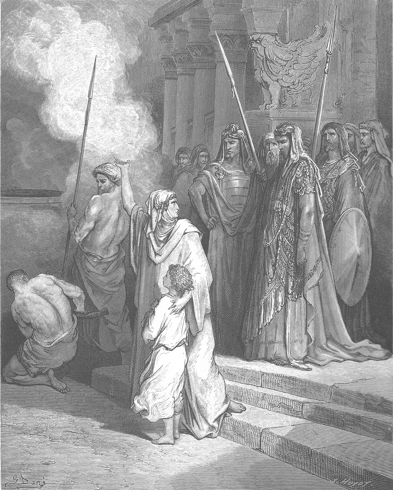 Gustave Doré, The Courage of a Mother — the mother of the seven sons, 1866