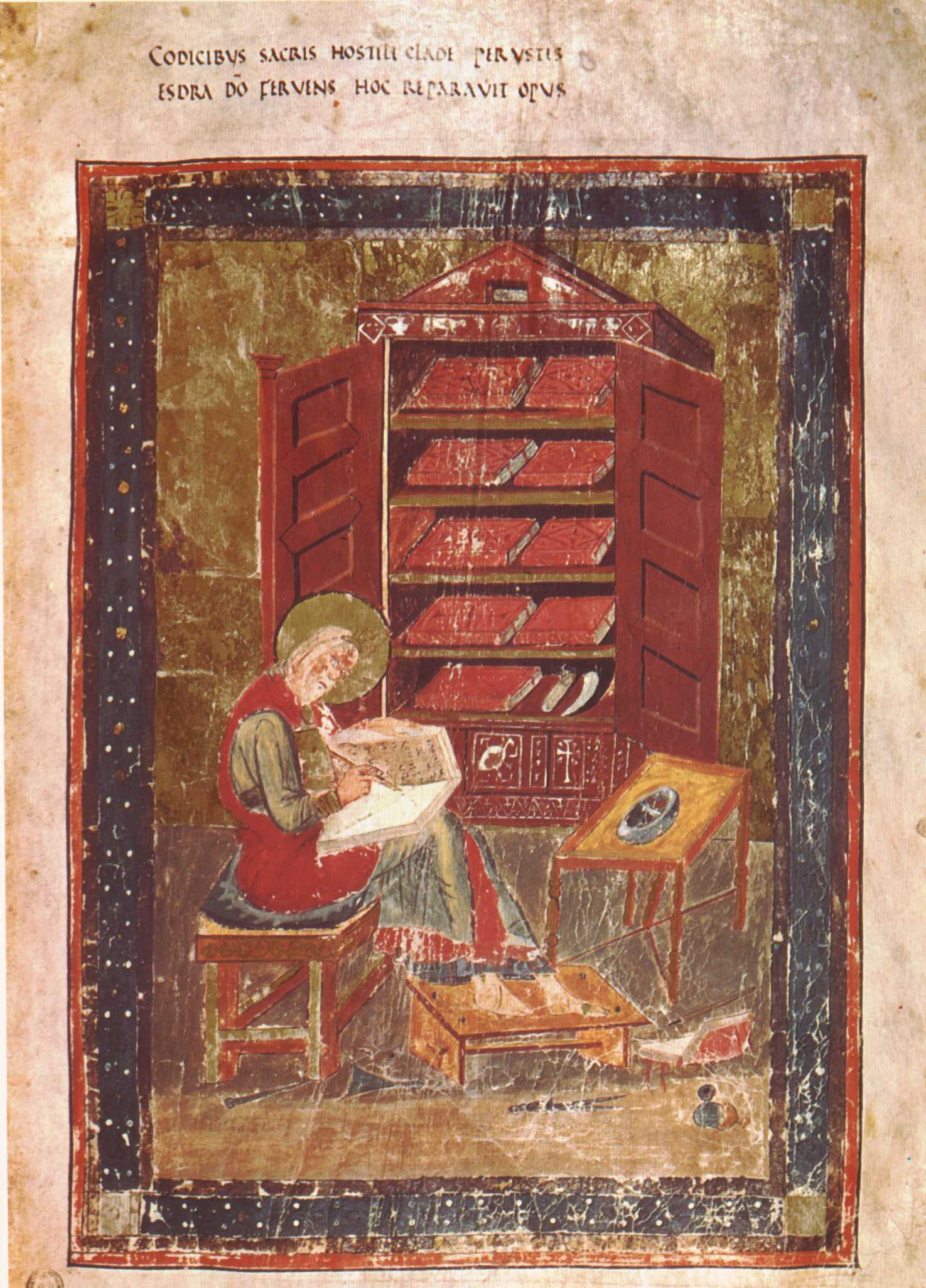 Ezra the scribe, from the Codex Amiatinus, made before 716 — Biblioteca Medicea Laurenziana, Florence